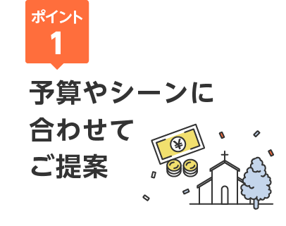 ポイント１ 予算やシーンに合わせてご提案