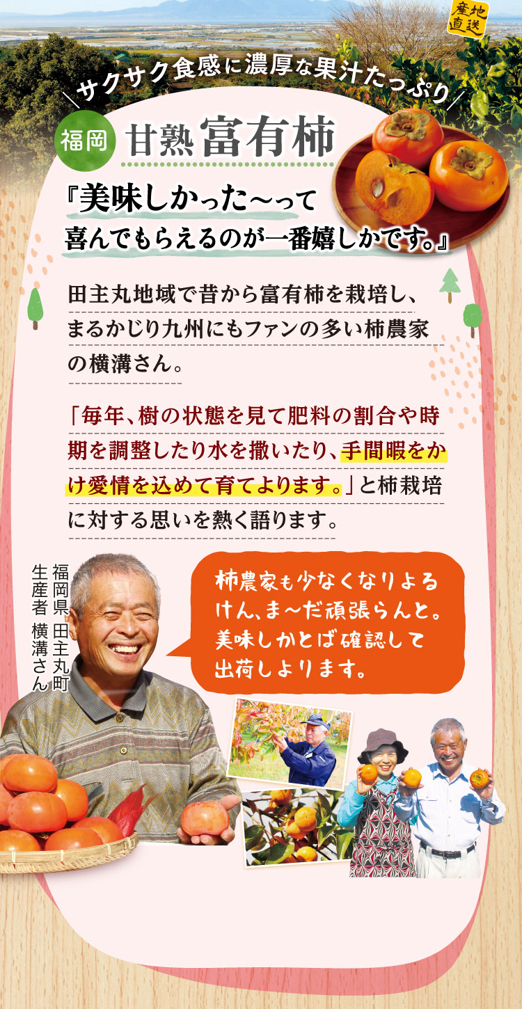 サクサク食感に濃厚な果汁たっぷり富有柿