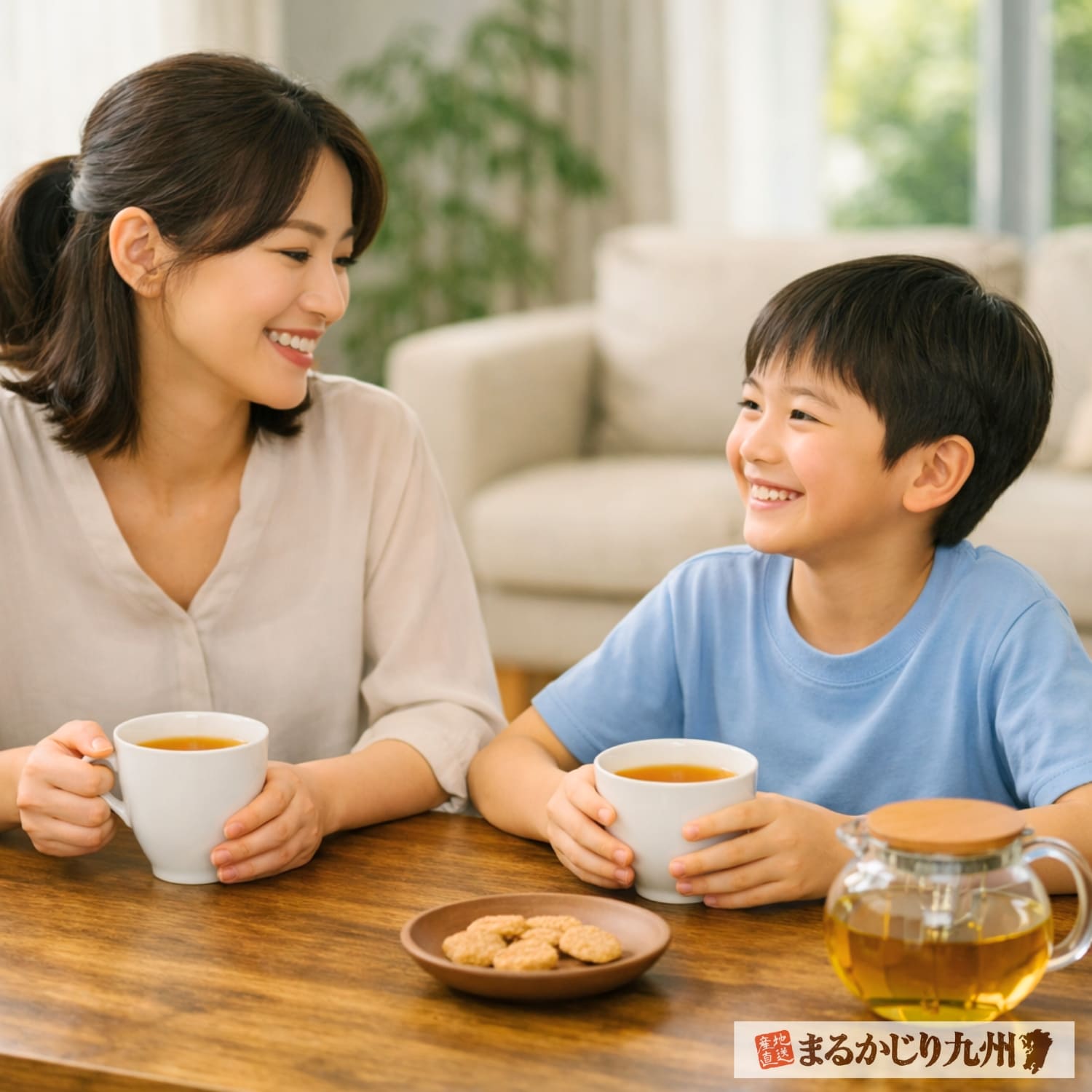 親子で長崎びわ茶を楽しむ団らんの時間