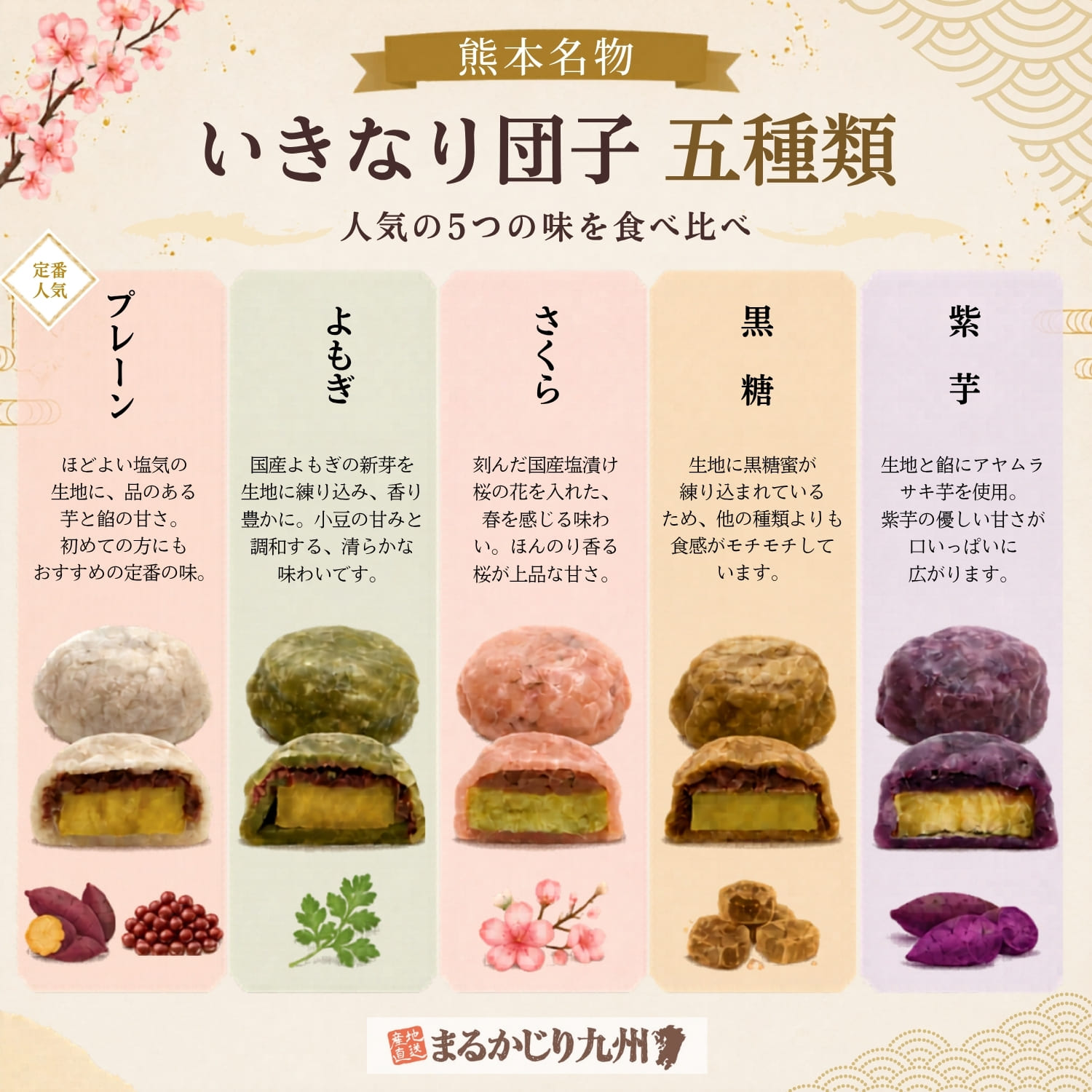 熊本名物いきなり団子五種類の特徴と味わいを紹介した食べ比べガイド