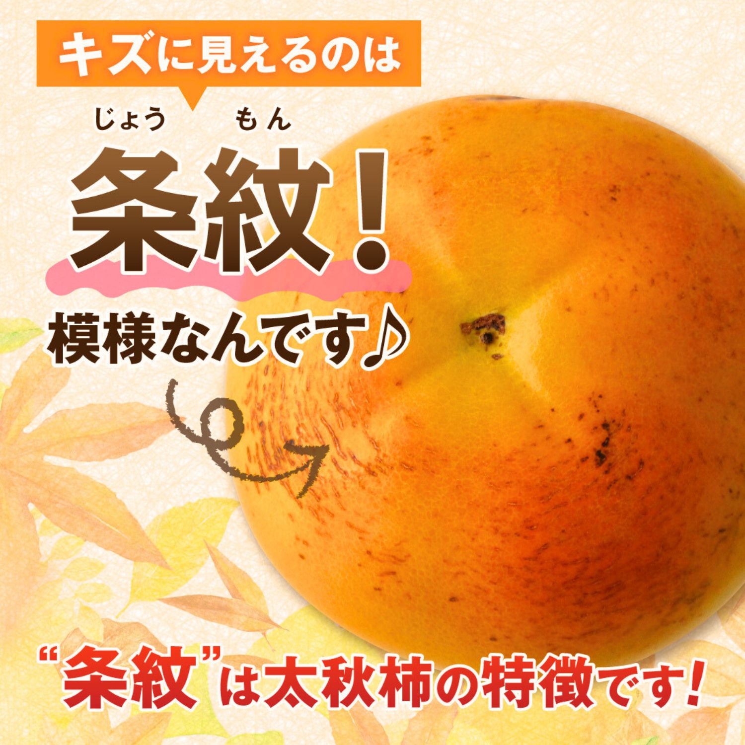 条紋という傷のような模様も太秋柿の特徴です