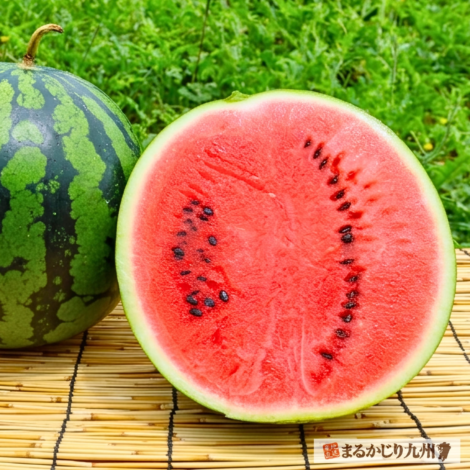 平均糖度13度を誇る「きたざきすいか」の鮮やかな赤い果肉。皮の際まで甘みが詰まった緻密な肉質