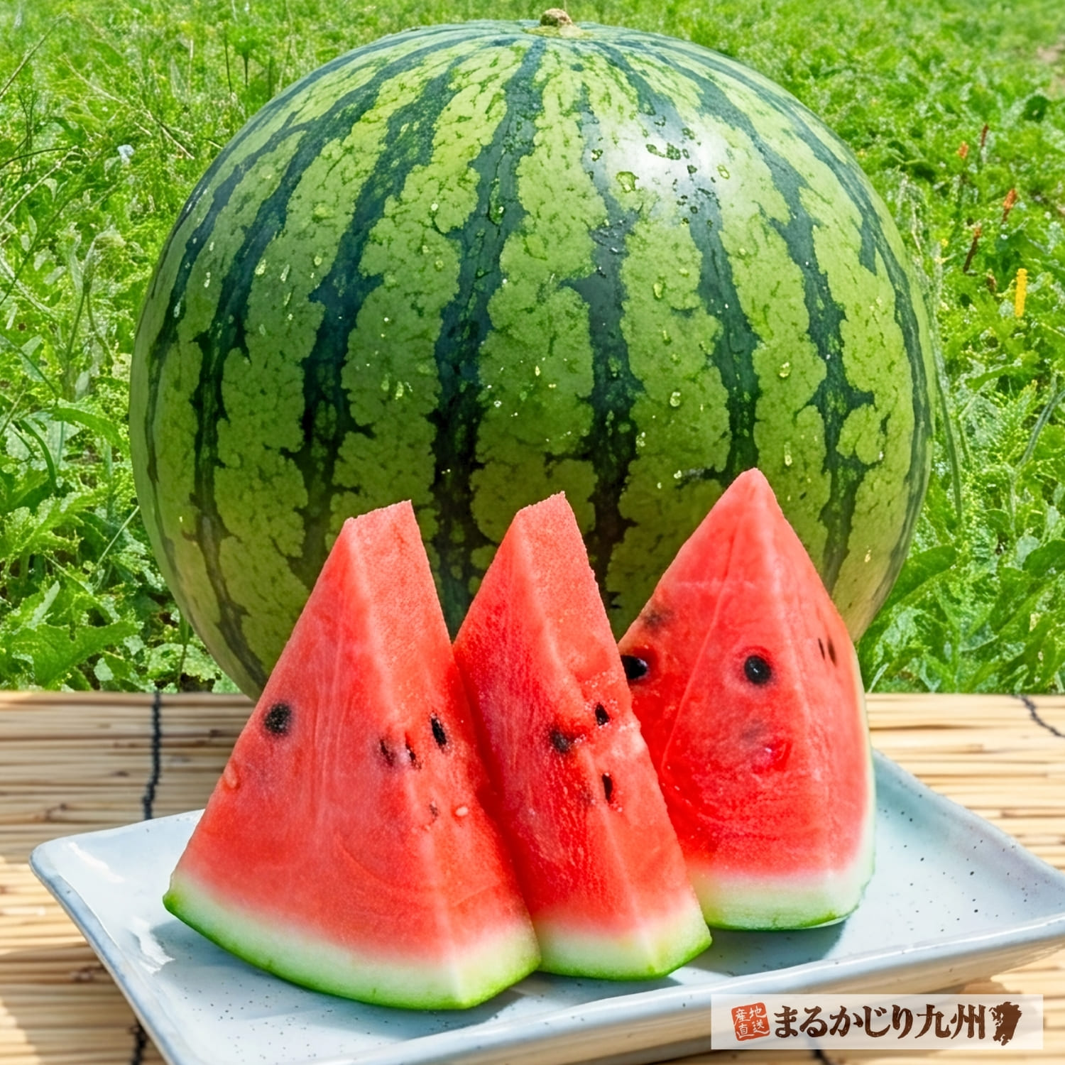 太陽の日差しを浴びてすくすくと育った福岡県産北崎すいか
