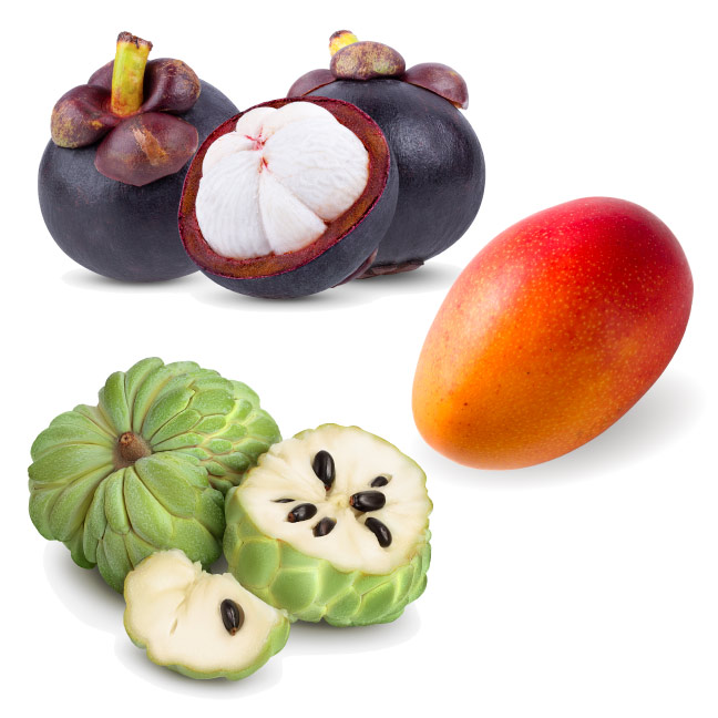 世界三大美果と呼ばれる３種。暖かい地域で広く栽培され、味が美味しいだけではなく、栄養価も高い。