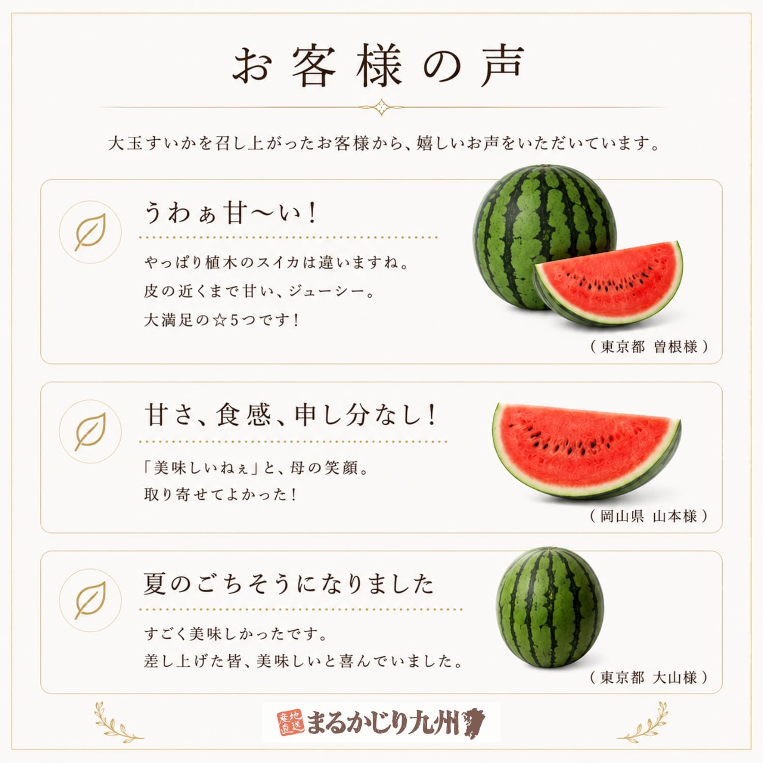 熊本県植木産大玉スイカを通販で購入したお客様の口コミ