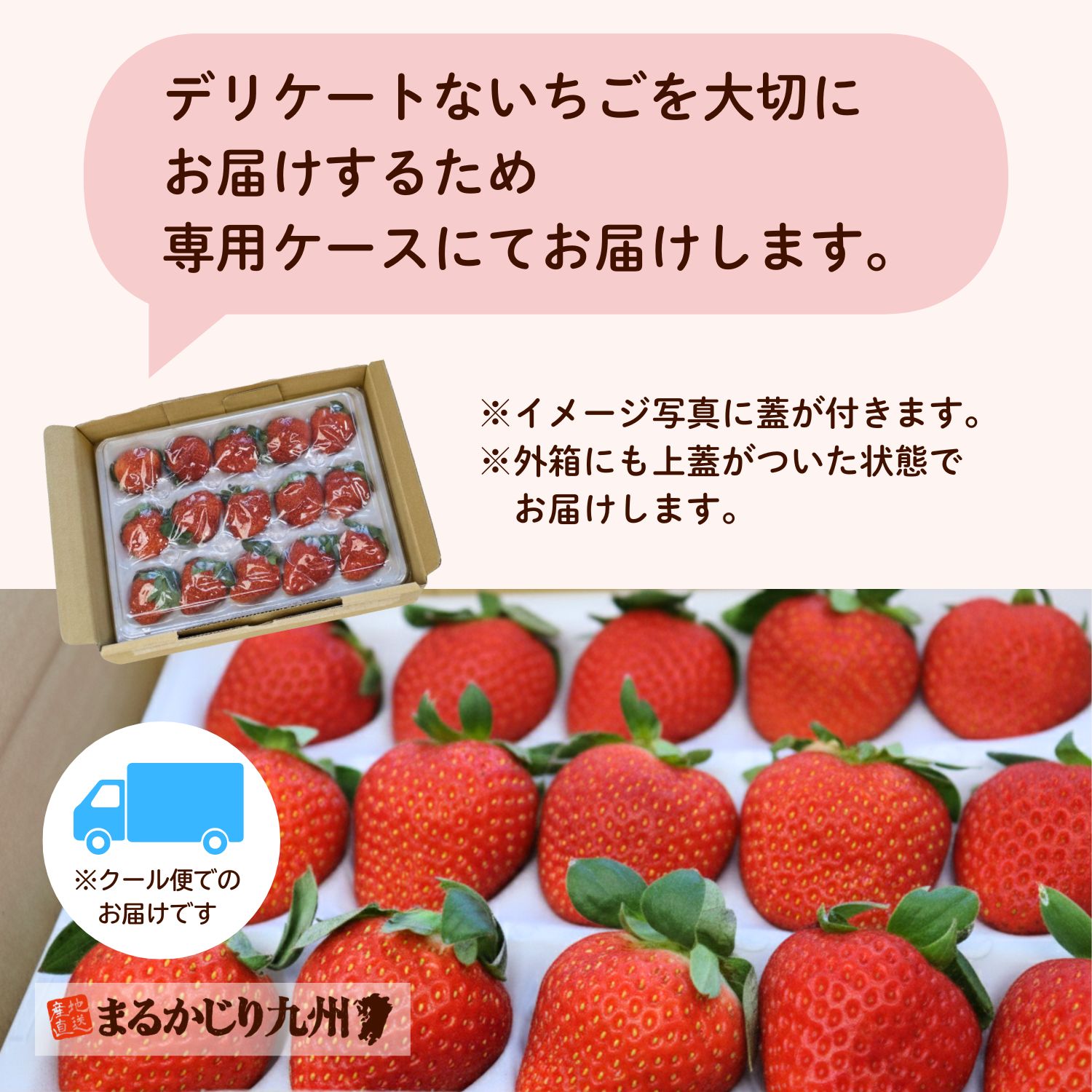 ゆうべには、いちご専用ケースにてお届けいたします