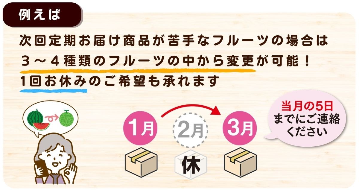 お休みしたいときはスキップできる！